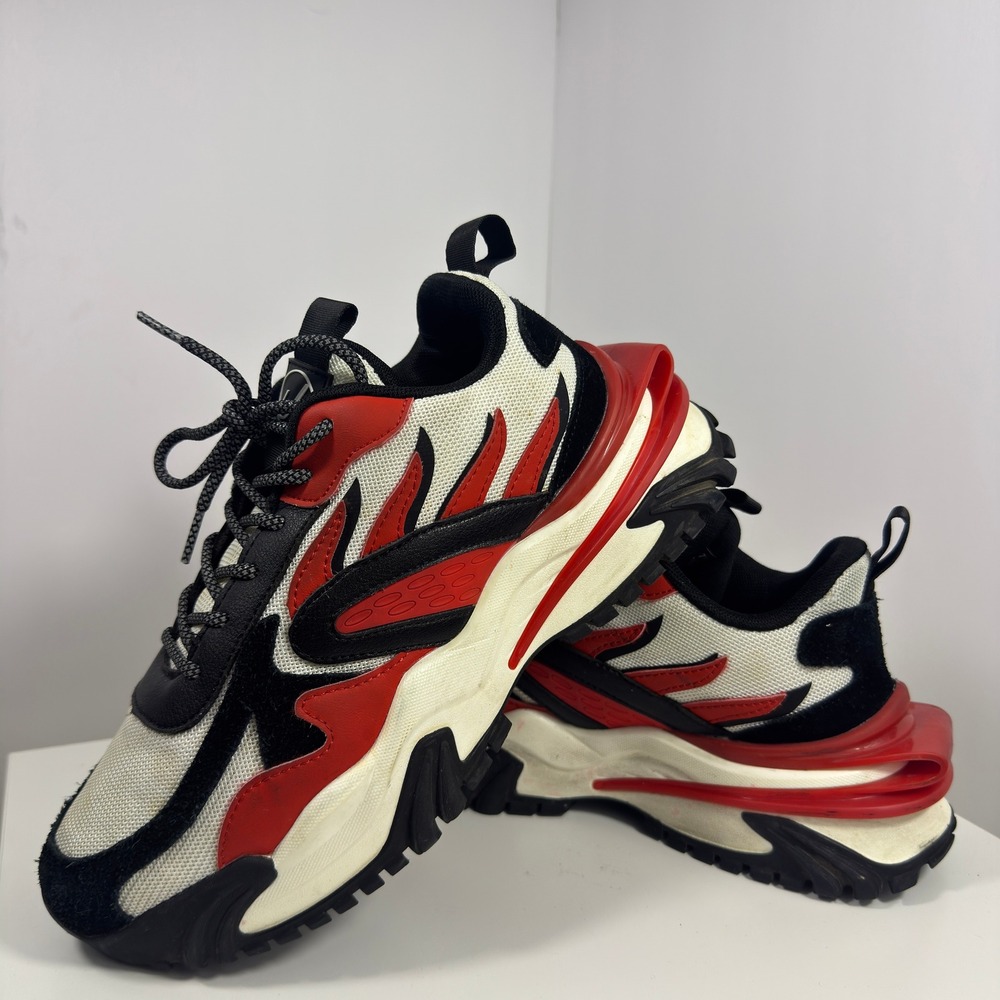 JAVI Achieve Sneakers Kids‎ 7Y Red Black White Chunky Athletic Shoes